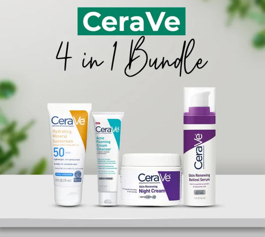 Cerave 4 In 1 Skincare Kit Night Cream, Sunblock, Cleanser & Serum For Radiant Skin (H)