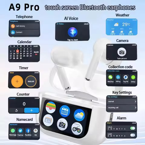 A9 Pro Wireless Bluetooth Headphones Anc Noise Reduction Headset Led Touch